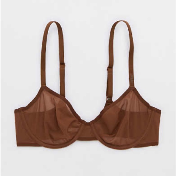 Aerie SMOOTHEZ Unlined Mesh Balconette Bra in Chocolate Brown NWT - Picture 1 of 1